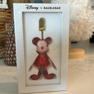 NIB Disney X Baublebar Mickey Mouse Red & Pink Bag Charm/Keychain